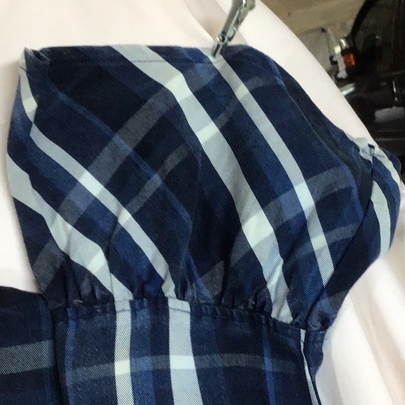 Womens Blue Paid Blouse - Picture 4 of 8